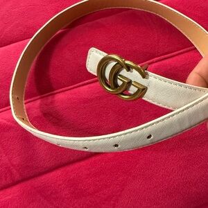 GG Collection White and Gold Kids Belt